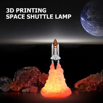 Night Light Craft Akumulatorska 3D Tiskanja LED Space Shuttle namizne Svetilke Dekorativni Spalna Svetlobe Spalnica nočno omarico Lučka