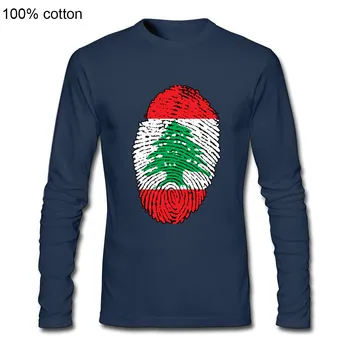 Noro Libanon Zastavo Prstnih odtisov, T-majice Za Moške, Visoke Kakovosti Moške Crewneck po Meri Dolg Rokav Bombaž Velikosti Dno Majica