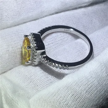 Nov Modni prstan blazine cut Zlato 5A Cirkon Kristalno Srebrne barve Angažiranost, poročni bend, obroči za ženske Festival Darilo