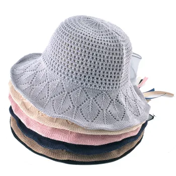 Nov poletni slamnik ženske široko roba plaži klobuki dekle očesa lok-vozel kekec vizir skp ženske modni sonce kape chapeau ženski