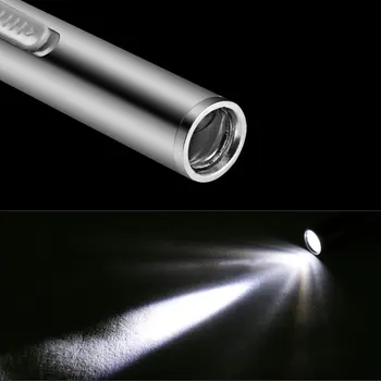 Nov Prihod Priročno Pero Lahka USB Polnilna Mini varčna Svetilka LED Svetilko + Posnetek iz Nerjavečega Jekla Super Svetla