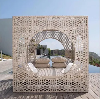 Nov prihod teraso na prostem vrt protja hiša obliko sonca, izposoja ležalnikov pohištvo