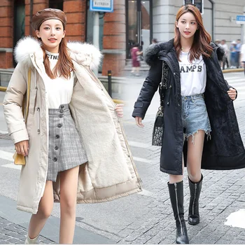 Nov slog jagnje volne linijskih bombaž padded jakna ženske zimske korejska različica black ženske plasti debele lady bombaž, oblazinjeni oblačila