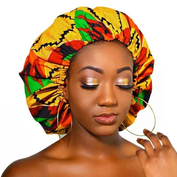 Nov zelo velik Saten Obložene Bonnets ženske Afriške vzorec tiskanja tkanine Ankara bonnets Noč Spanja Pokrivalo Ženske Turban Dropship
