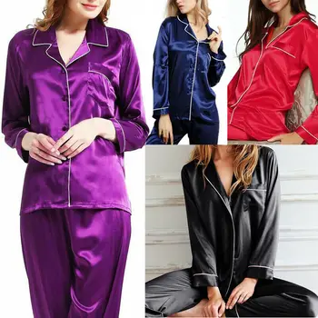 Nova Elegantna Moda Za Priložnostne Ženske Lady Saten Pižamo Pyjama Nastavite Sleepwear More Loungewear Homewear