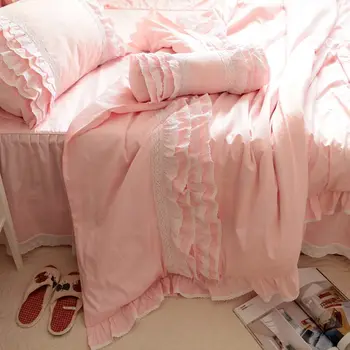 Nova princess cake plasti emboridery luksuzni posteljnina nabor kratek posteljnina ruffle rjuhe kritje elegantno bedspread romantično sladko stanja