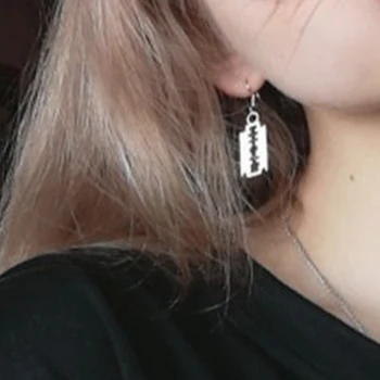 Nova zasnova Kovinsko rezilo spusti uhani za moške, ženske punk rock britvica Abakus uhani, modni nakit Dodatki