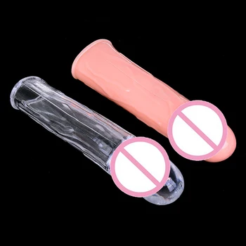 Novi Super Mehki Realni Moški Penis Rokav Extender Za Večkratno Uporabo Kondoma Dildo Širitve Zakasnitev Petelin Obroč Spolnih Igrač Za Moške