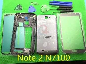 Novih Celotno Ohišje Ohišje za Samsung Galaxy Note 2 N7100 + Steklo Objektiva + Nalepke + Orodje
