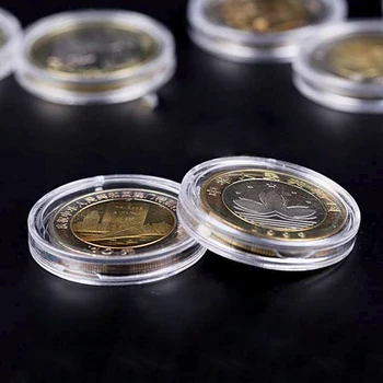 Novo 10pcs Uporabljajo Jasno Krog Primerih Kovanec Plastike za Shranjevanje Kapsule Imetnik Krog 35mm