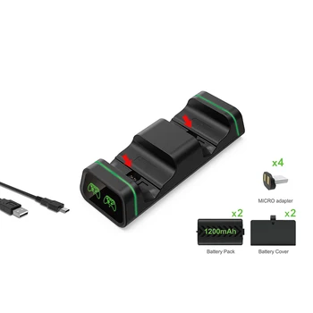 NOVO-Dvojni Brezžični Krmilnik Polnilnik polnilno Postajo z 1200MAh Baterija, USB Kabel za Xbox One X/S