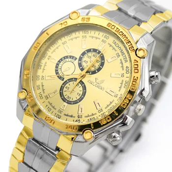 Novo Zlato Številčnica Watch Moških Luksuzne blagovne Znamke Quartz Zapestne Ure Moda iz Nerjavečega Jekla Vojske Pazi Za Moški reloj hombre marca de lujo