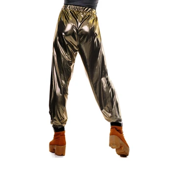 Odrasli Otroci Zlato, Srebro Dot vzorcem Kostume Laser Reflektivni Sequins Jazz Sijajni svoboden Harem Hip Hop Plesne Hlače