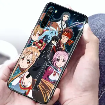 Ohišje Za Xiaomi Redmi Opomba 9 9 8 8T 7 Pro 7A 8A 9A 9C Črno Mehko Telefon Nazaj Lupini K20 K30 Capa Kritje SAO Kirito Asuna Anime