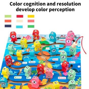 Otrok Magnetni Ribolov, Hoja Labirint Igra, Zgodnje Izobraževanje Puzzle Pismo Kognitivne Ujemanje Igrača