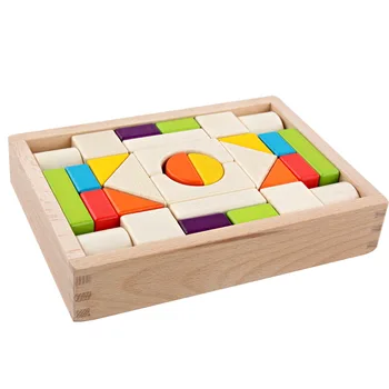 Otroška Lesena 30PCS barve, lesena škatla stavbe bukev velik kup otrok igrače sestavljanke