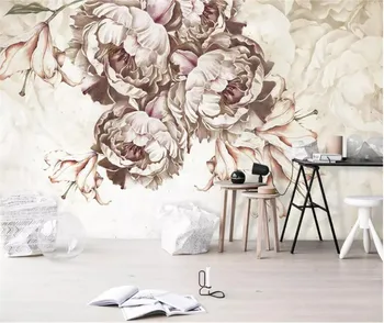 Ozadje po meri Sodobne Evropske ročno poslikane rose cvet rože Letnik freske TV kavču v ozadju stene 3d ozadje