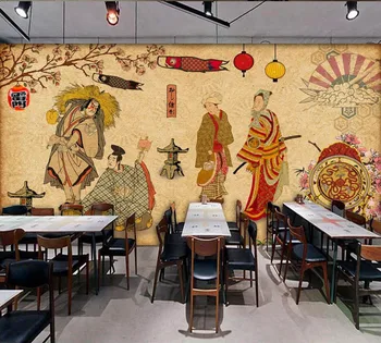 Padec Ladijskega Prometa Ozadje Po Meri Zidana Retro Vintage Japonski Restavraciji Sushi Trgovina Ozadju Stensko Slikarstvo Dekoracijo