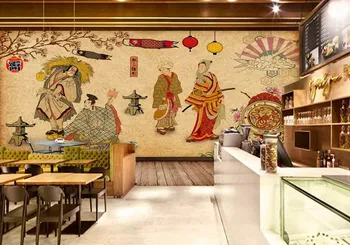 Padec Ladijskega Prometa Ozadje Po Meri Zidana Retro Vintage Japonski Restavraciji Sushi Trgovina Ozadju Stensko Slikarstvo Dekoracijo