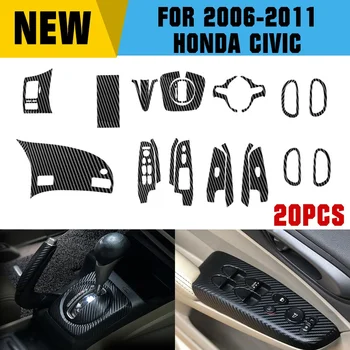 Pcmos ABS Ogljikovih Vlaken Vzorec Avto Notranje zadeve DIY Decals Trim StickersFor Honda Civic 2006-2011 Zunanjost Pribor 13pcs/set
