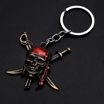 Pirati s Karibov Keychain Kapitan Jack Sparrow Masko Lobanje Z Crossbones Ključa Imetnika moške darila