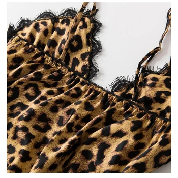 Pižamo čipke leopard štiri-kos obleko seksi ženska poletna Noč postavila nove mamljiva pižamo trak hlače domov storitev salon set