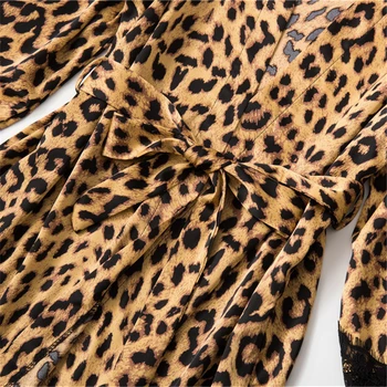 Pižamo čipke leopard štiri-kos obleko seksi ženska poletna Noč postavila nove mamljiva pižamo trak hlače domov storitev salon set