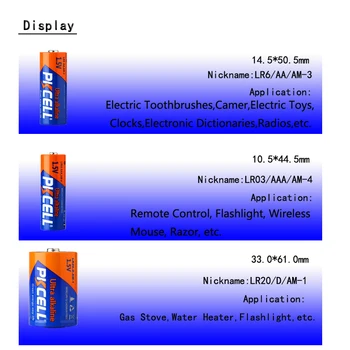 PKCELL 1,5 V Alkalni za enkratno uporabo Baterije Družino kombinacija za 24pcs LR03+40pcs LR6+6pcs LR20 baterije z Gospodinjskimi appliant