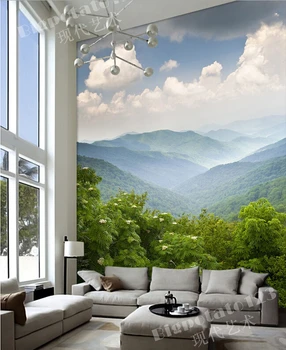 Po meri 3D freske,modro nebo, beli oblak gozdne kulise lep miren gozd ,dnevni prostor kavč, TV steni spalnice stene papirja