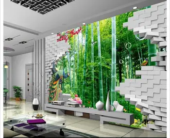 Po meri 3d ozadje 3 d ustvarjalni modni bambusa hd TV nastavitev stenske tapete