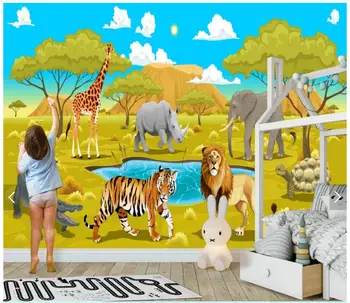 Po meri foto ozadje 3d freske ozadje HD Cartoon Živali zidana Gozd otroški Sobi v Ozadju Stene Slikarstvo dekoracijo