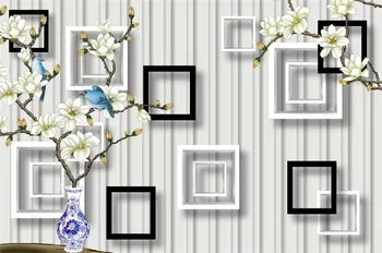 Po meri Fotografijo za Ozadje TV sliko za ozadje velika zidana umetnih, sintetičnih vlaken, tkanine ozadje platno dnevna soba sodobni Kitajski magnolija
