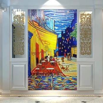 Po meri Van Gogh Terrasse Strani Cut Zidana Stena stekleni mozaik ploščice, dnevna soba kuhinja backsplash stenske nalepke ozadje