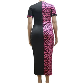 Poletje Plus Velikost Obleke Za Ženske Leopard Kratek Rokav Gleženj Dolžina Dolgo Mozaik Večer Stranka Klub Vestidos Mujer Obleko Nova