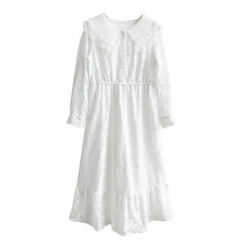 Pomlad Dolg Rokav Beli Obleke za Stranko Moda Otroke Dekleta Princesa Obleko Jeseni Najstniških Čipke Cvet Kostum 4 8 12 15Yrs
