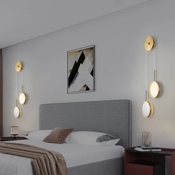 Postmoderni kreativno dnevno sobo v ozadju stene svetlobe spalnica postelji ogledalo stensko svetilko