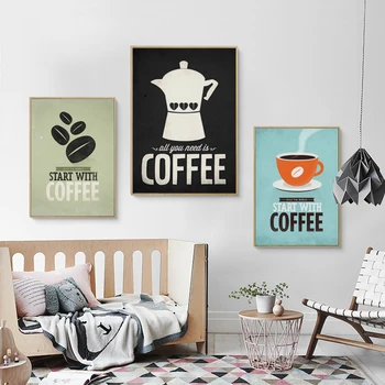 Preprost Retro Radi Kavo Plakat, A4 A2 Platno Umetniško Slikarstvo Natisniti Sliko Steno Dnevna Soba Lounge, Restavracija Dekoracijo Freske