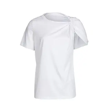 Priložnostne Ruched Osnovne Kratek Sleeve majica s kratkimi rokavi Ženske Asimetrični Withe Vrh 2020 Poletnih Oblačil, Tide