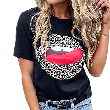 Priložnostne Ženske Poletne majice Novo Kratkimi Črno Bel Natisnjeni Vrhovi Nosijo Ženske Vroče Prodaje 2020 Leopard Vzorec Puloverju Tee