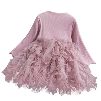 Princesa Dolg Rokav Baby Girl Oblačenja Malčke Baby Girl Obleke Lok Gaza Tutu Žogo Obleke Rojstni Obleke Otroci Girl Obleke