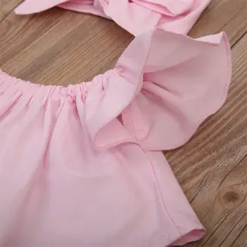 Pudcoco Newborn Baby Girl Obleke pobota Ramenski Vrhu T-Majica+Hlače Hlače 3PCS Poletje Srčkan Baby Girls Moda Obleko