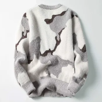 Pulover moške krog vratu jeseni in pozimi plus žamet zadebelitev mladi znanja pulover trendy topla oblačila