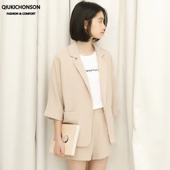Qiukichonson korejske Modne Obleke, Ženske Priložnostne Šifon Jopič in Hlače, ki Postavlja Ženske Dva Kosa Obleko Set