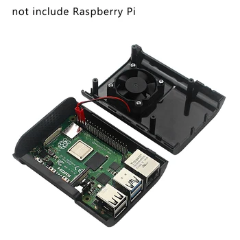 Raspberry Pi 4 ABS Ohišje Črno Pregledno Polje Plastični Zaščitni Lupini Podporo Hladilni Ventilator za Raspberry Pi 4 Model B