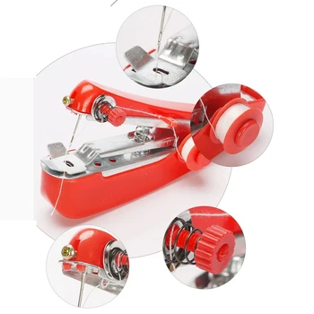 Rdeča Mini Šivalni Stroji Needlework Akumulatorski Ročni Oblačila Uporabna Prenosni Šivalni Stroji Handwork Orodja Pribor