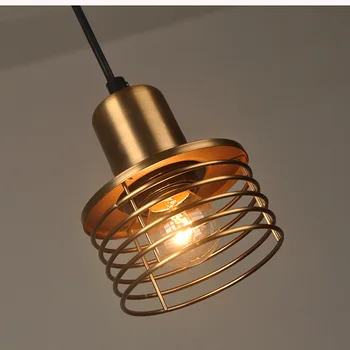 Retro Zlati Industrijske veter obesek lučka železno kletko kabel E27 LED obesek luči za Mansarda jedilnico, spalnica bar cafe, Restavracija