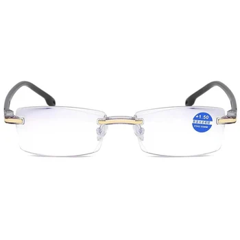 Rimless Obravnavi Očala Ženske, Moške, Transparentno Modra Svetloba Blokira Računalnik Brez Okvirjev Očal Presbyopia Bralec 1.0 1.5 2.0 2.5