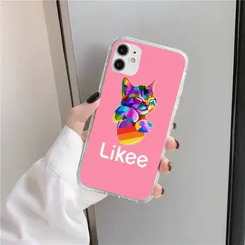Risanka Likee mačka nosi roza ljubezen srce Telefon Primeru Pregleden za iPhone 11 12 mini pro XS MAX 8 7 6 6S Plus X 5S SE 2020 XR
