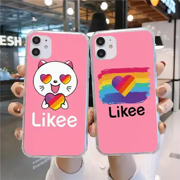 Risanka Likee mačka nosi roza ljubezen srce Telefon Primeru Pregleden za iPhone 11 12 mini pro XS MAX 8 7 6 6S Plus X 5S SE 2020 XR
