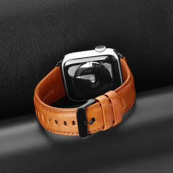 Rjavo Usnje Pasu Zanke Traku Za Apple ura 5 4 3 2 1 38 mm 40 mm Moški Usnje Watch Band za iwatch 5 44 42mm Zapestnica